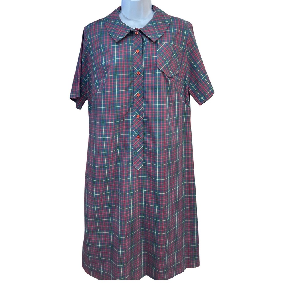 Vintage Ina Carol Plaid Shift Dress Dark Academia Preppy Classic Preppy Tartan - Picture 3 of 7